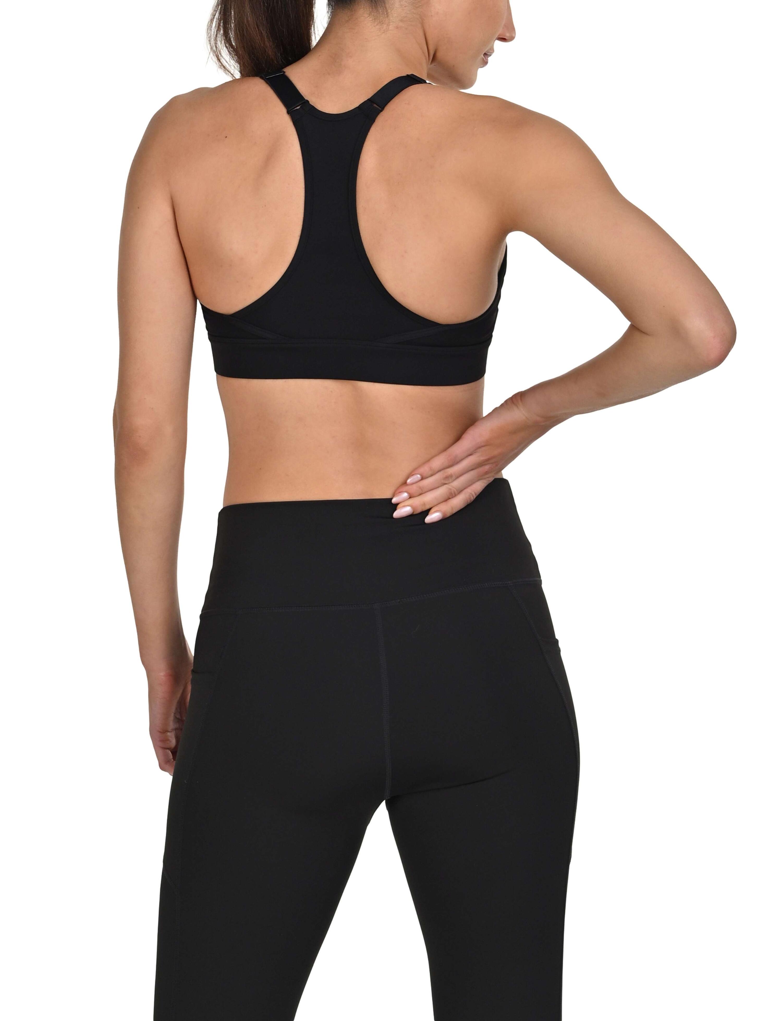 Women's Medium Impact Sports Bra - Black Stealth 2/6