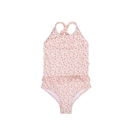 Maillot de bain fille - Vieux rose - Leopard - 98/104
