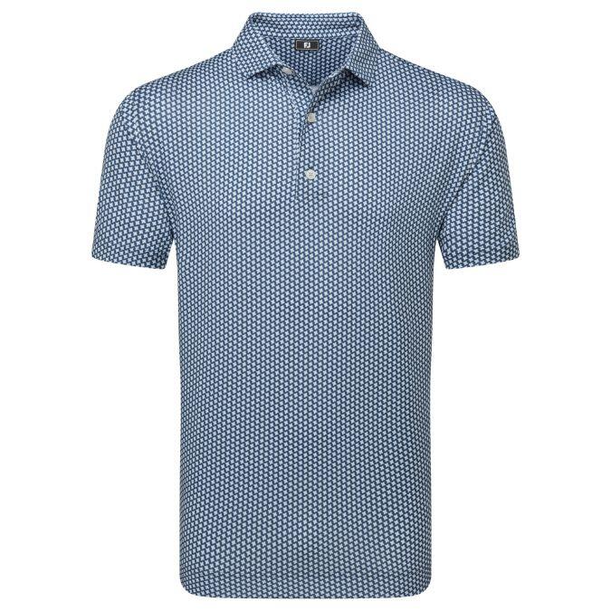 FOOTJOY Footjoy Houndstooth Geo Lisle Heren Golfpolo Dark Denim