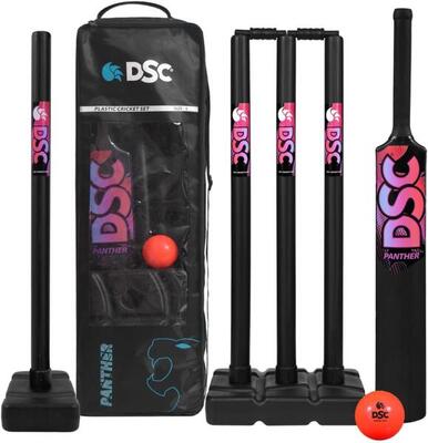 DSC Panther Cricket Set – Kunststoffschläger, Stümpfe, Ball & Zubehör