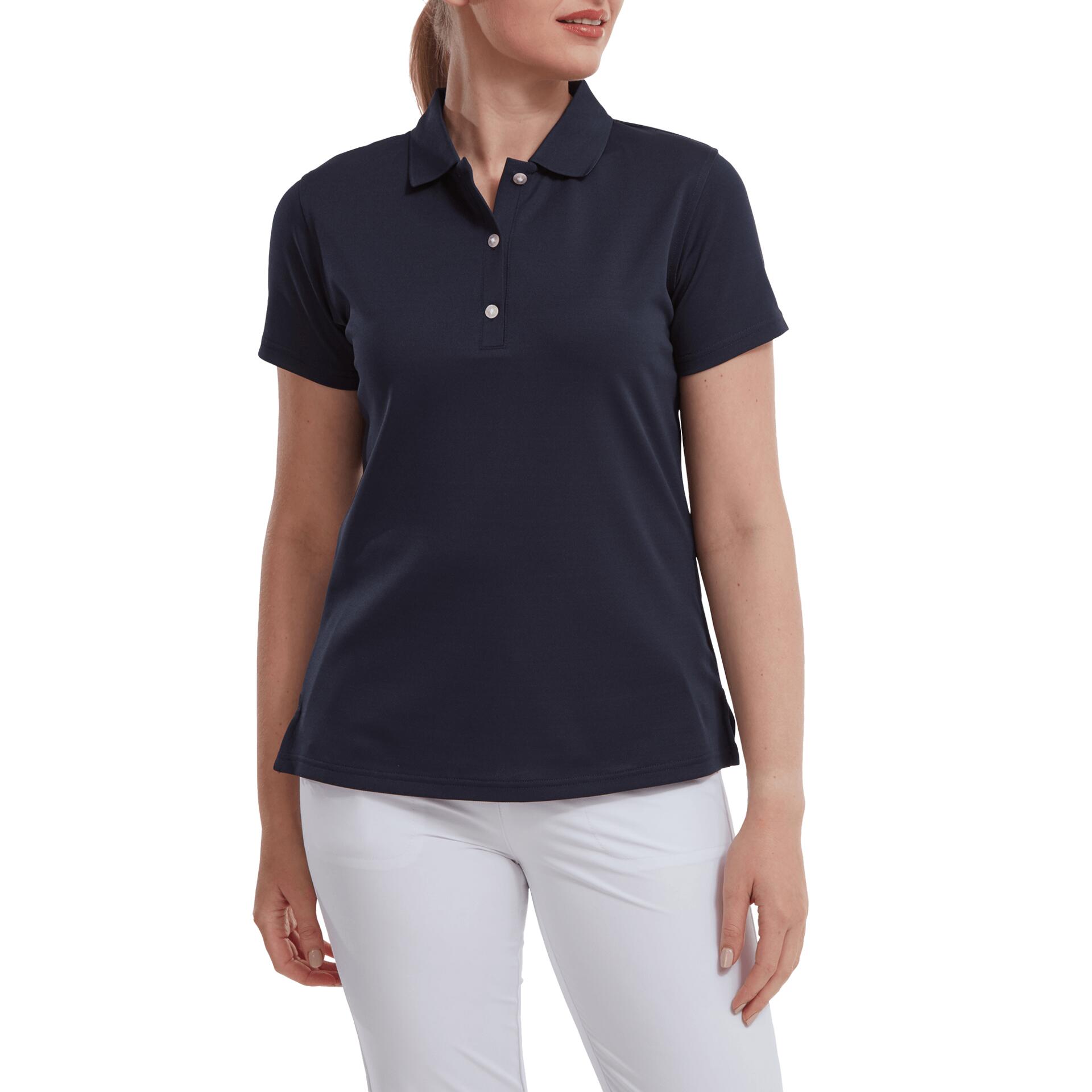 Footjoy Stretch Pique Solid Golfpolo Dames Marine Blauw 2/4