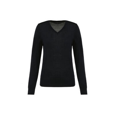 Merino-Pullover mit V-Ausschnitt, Damen Kariban Premium