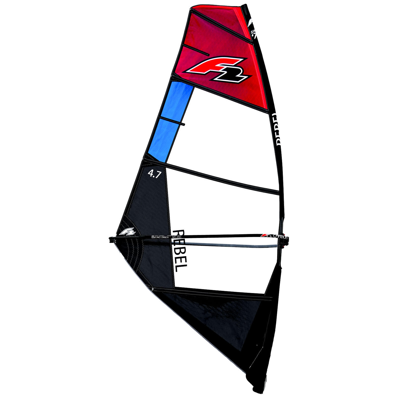 F2 F2  Sale Windsurf Segel Rebel Team  5,3qm Rot/Schwarz Modell 2022 NEU