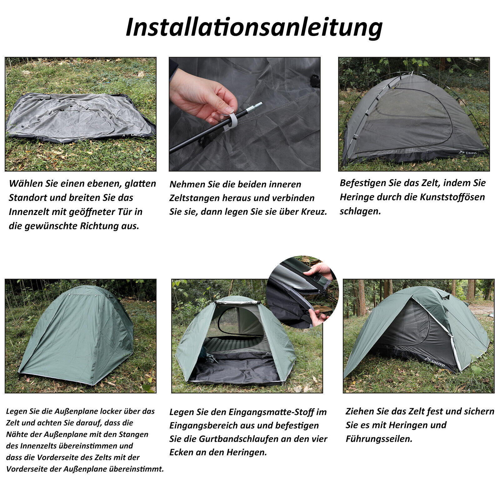 2 Personen Zelt 3000 mm WS 2 Eingänge Camping Festival Vorraum 6/7