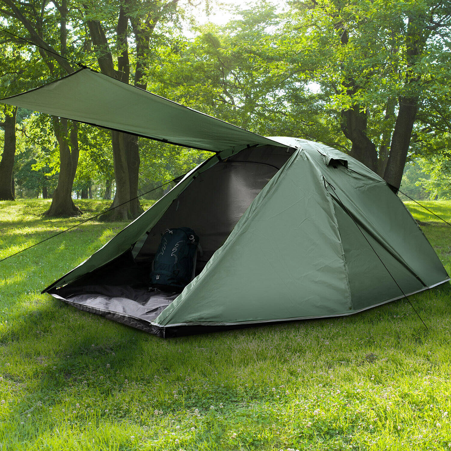 2 Personen Zelt 3000 mm WS 2 Eingänge Camping Festival Vorraum 3/7