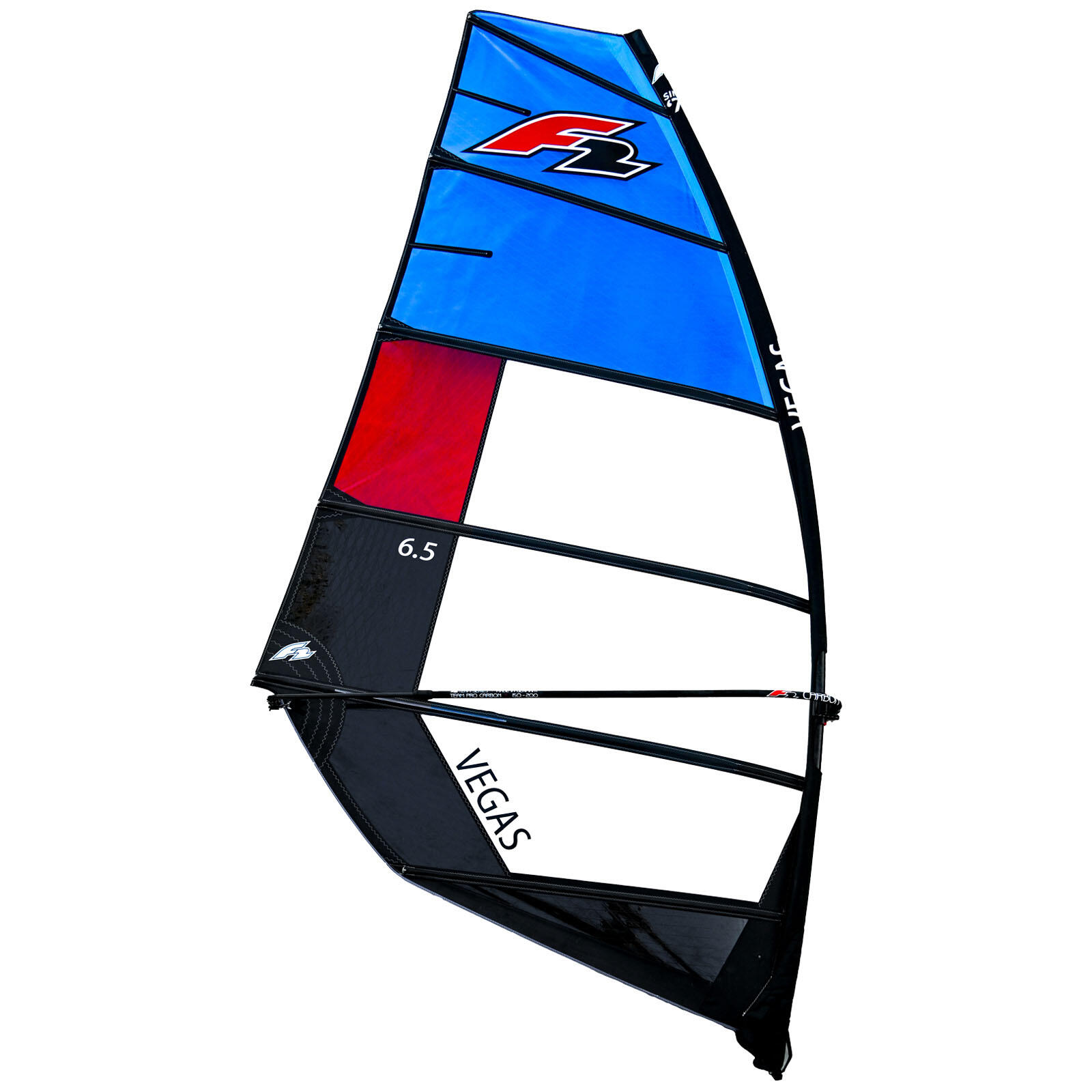 F2 F2  Sale Windsurf Segel Vegas Team  7,5qm Blau/Schwarz Modell 2022 NEU
