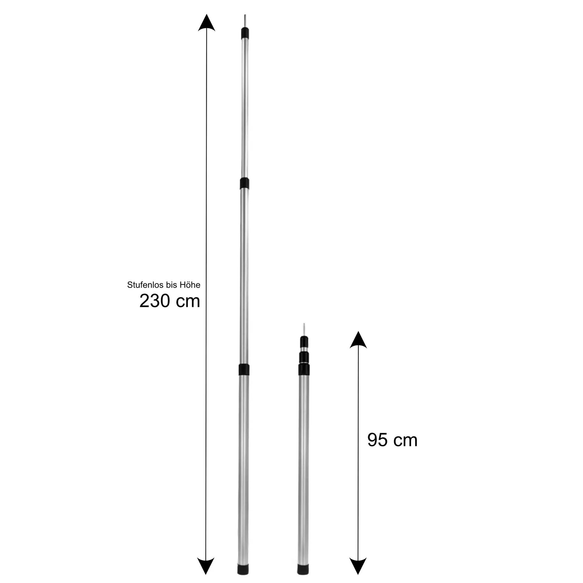 2 x Zelt Aufstellstange Teleskopstange Alu 95 cm bis 230 cm Heckzelt 4/4