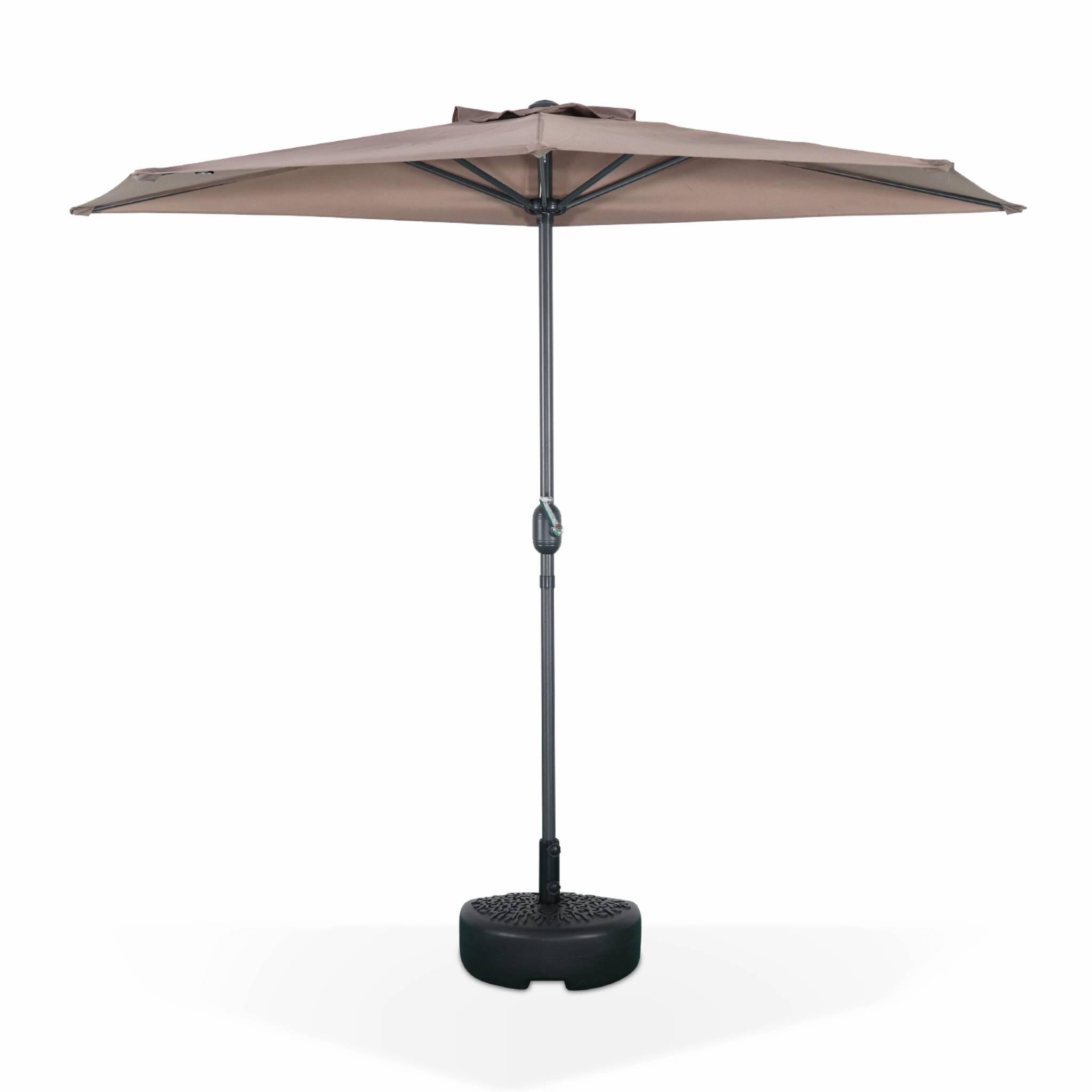 Medio parasol redondo, Ø2,5m, Pardo 3/6