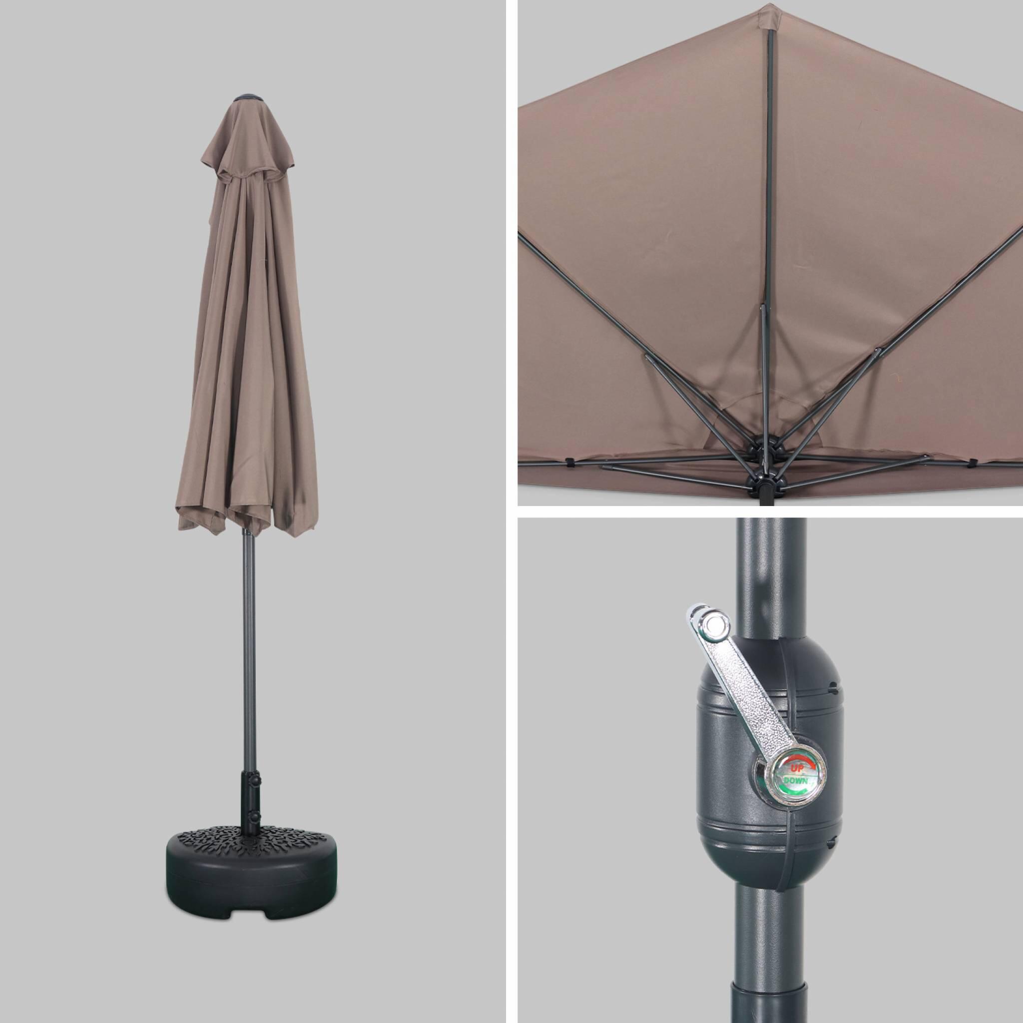 Medio parasol redondo, Ø2,5m, Pardo 5/6