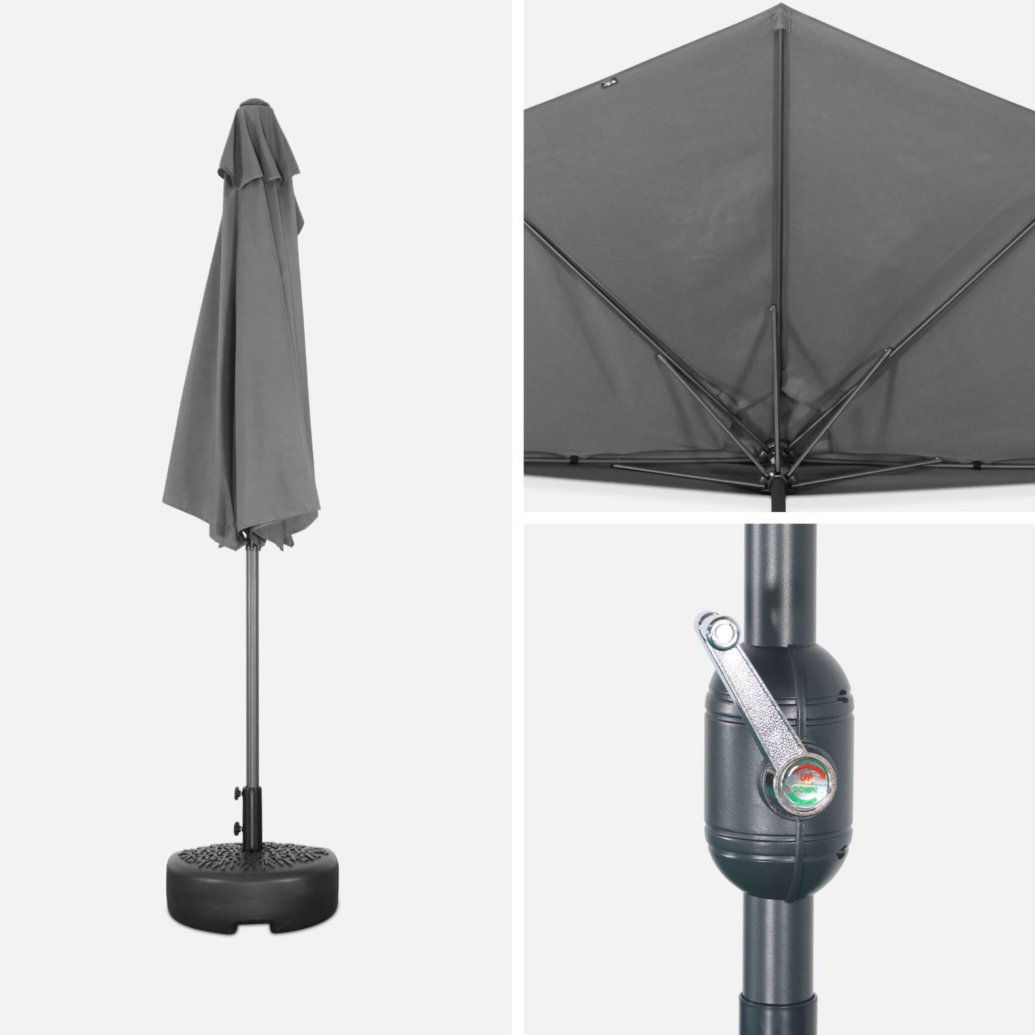 Meio guarda-chuva para varanda 2,5m, Cinza 5/6