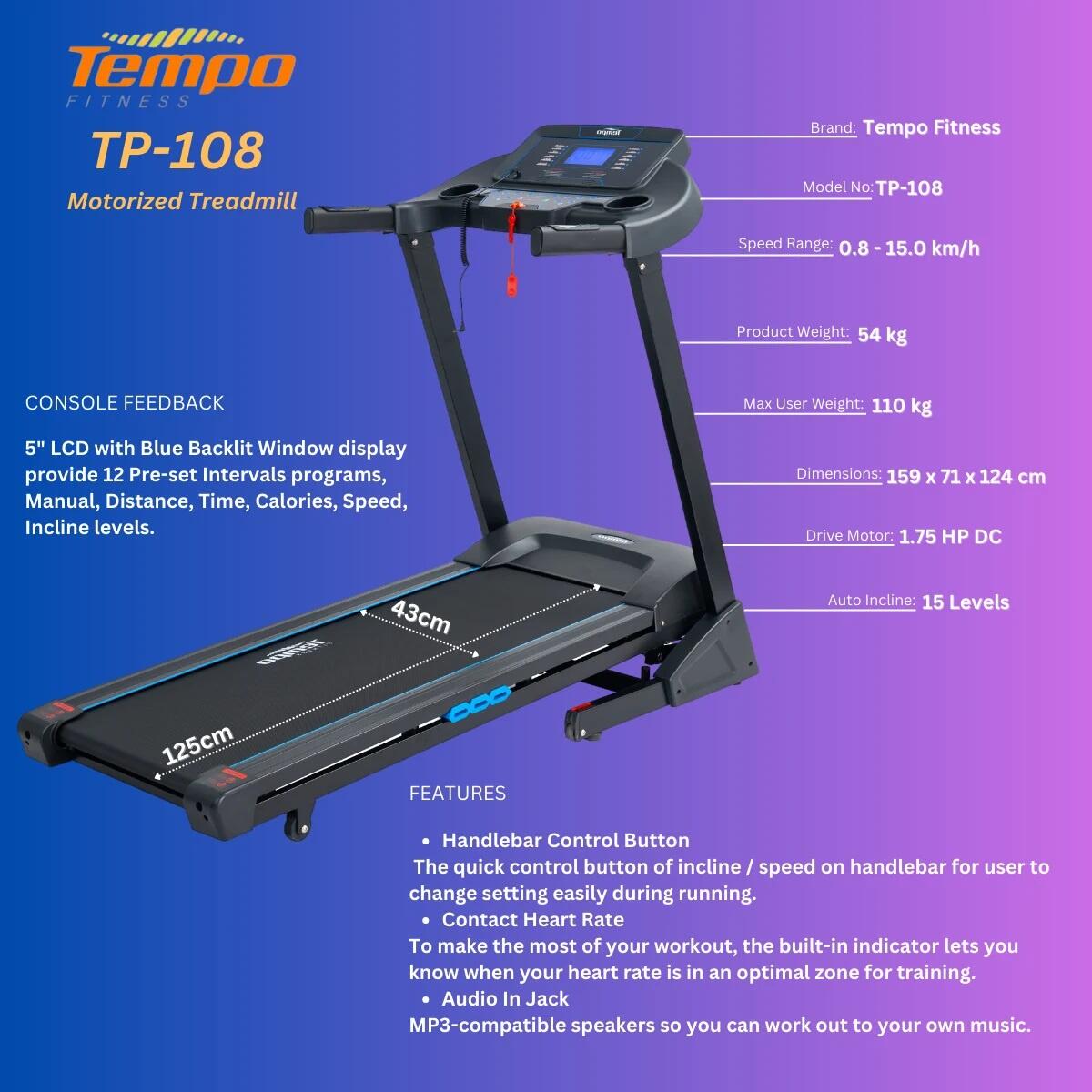 Tempo Fitness TP108 Treadmill