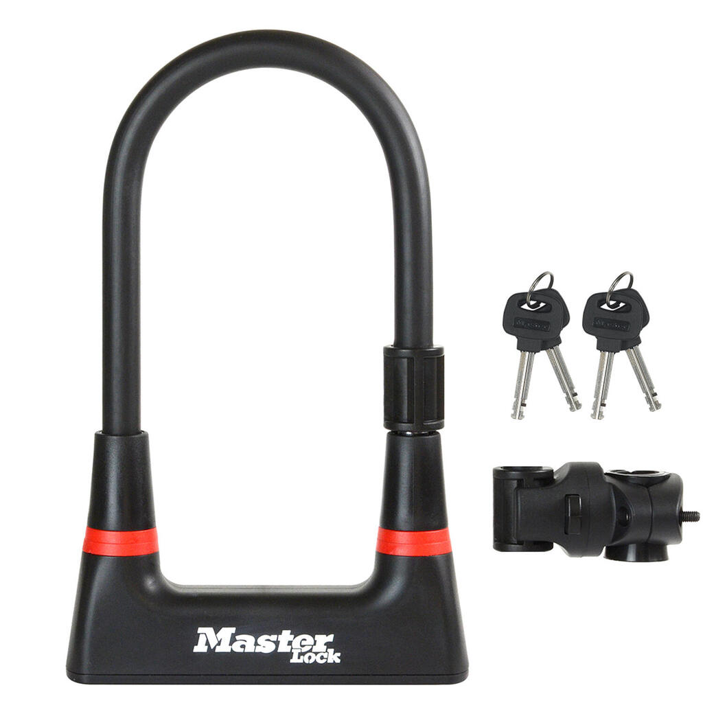 Heavy Duty Bike D Lock [Key] [Universal Mounting Bracket] [Certified Bike Lock]