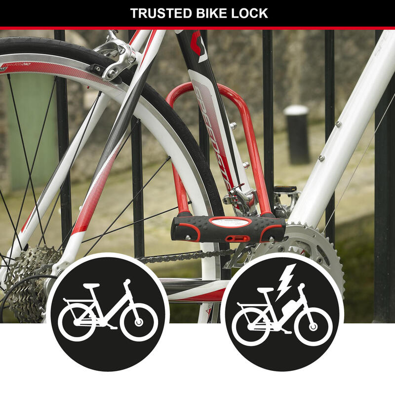 Antifurt U-lock cu cheie 280x110x13mm Rosu