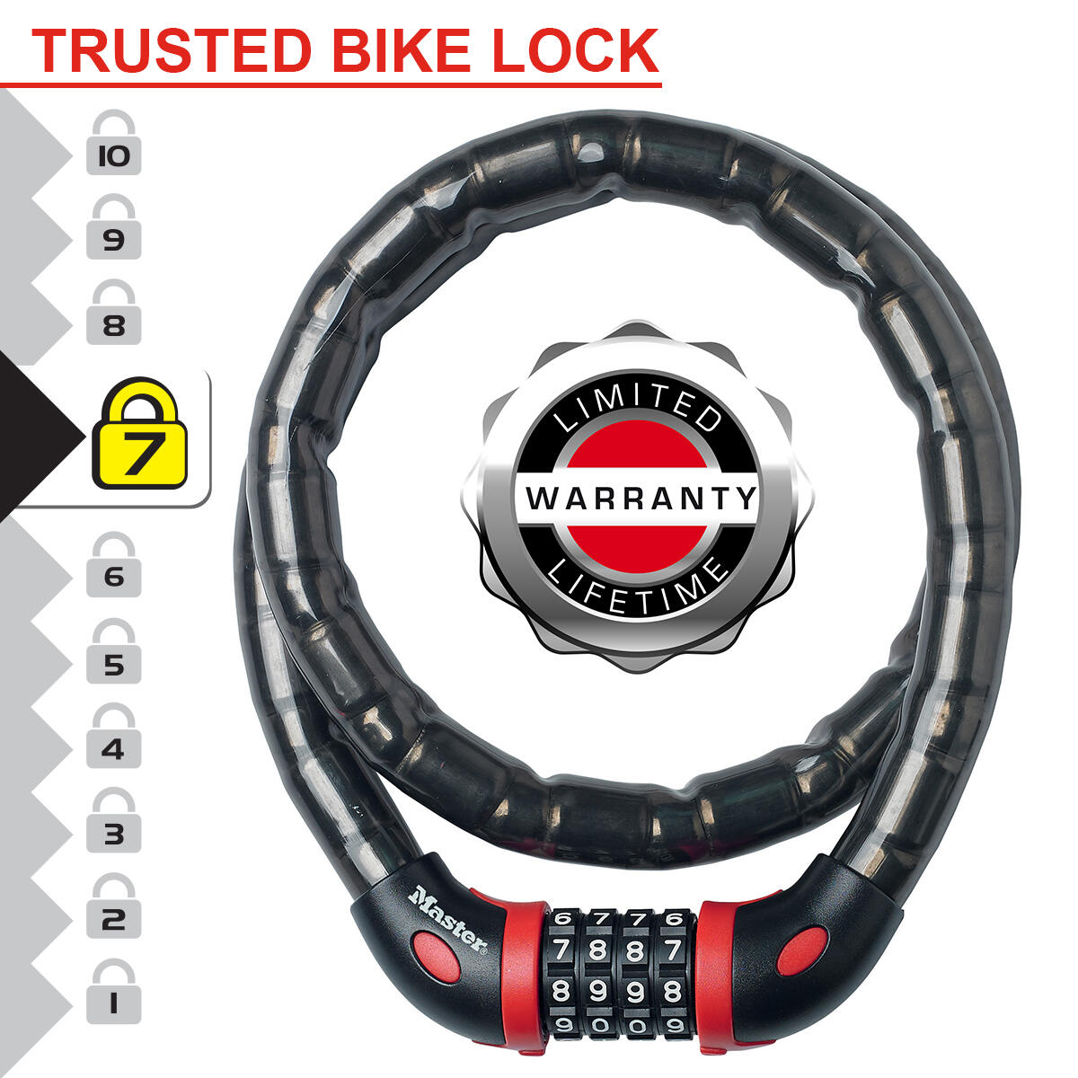 Gelenkkabelschloss mit Fahrradkombination Sicherheitsstufe 7 Masterlock 2/7