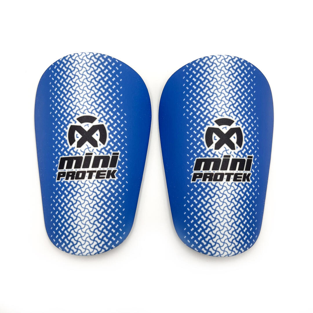 OXUM Mini Schienbeinschoner Fußball Blau – Größe M 10x6 cm für Kinder & Erwachsene