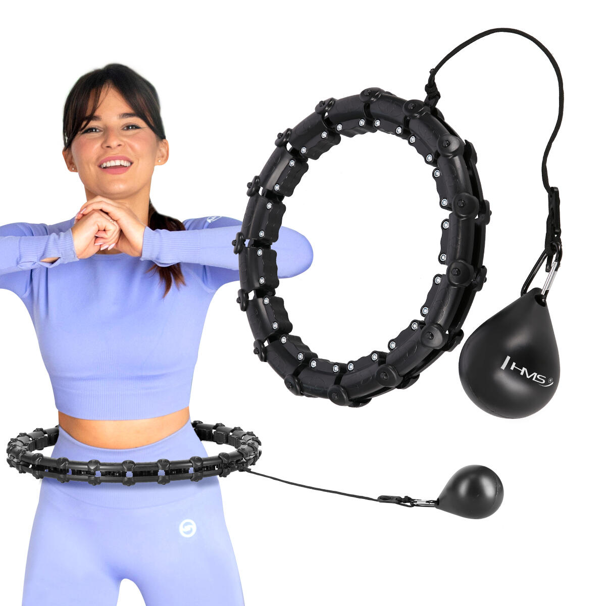 Sada masážní hula hoop HMS HHW02 a BR163 zeštíhlujícího pásu 7/7