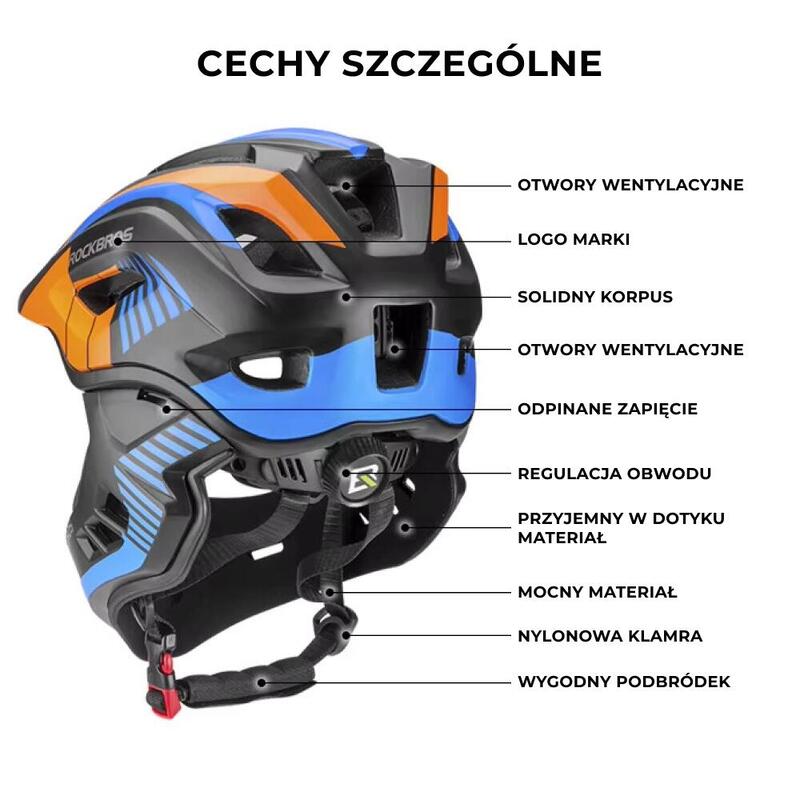 ROCKBROS Casque BMX d'enfant, Intégral Vélo VTT, Taille Ajustable avec CE