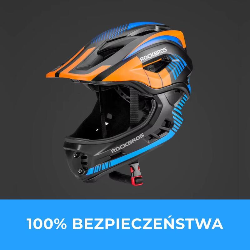 ROCKBROS Casque BMX d'enfant, Intégral Vélo VTT, Taille Ajustable avec CE