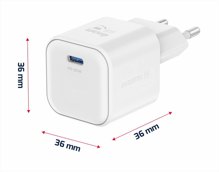 Carregador Swissten Travel Charger GaN 35W branco 2/4