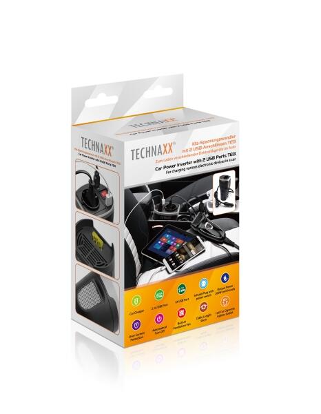 Carregador Technaxx Car Power Inverter with 2 USB Ports TE13 6/7