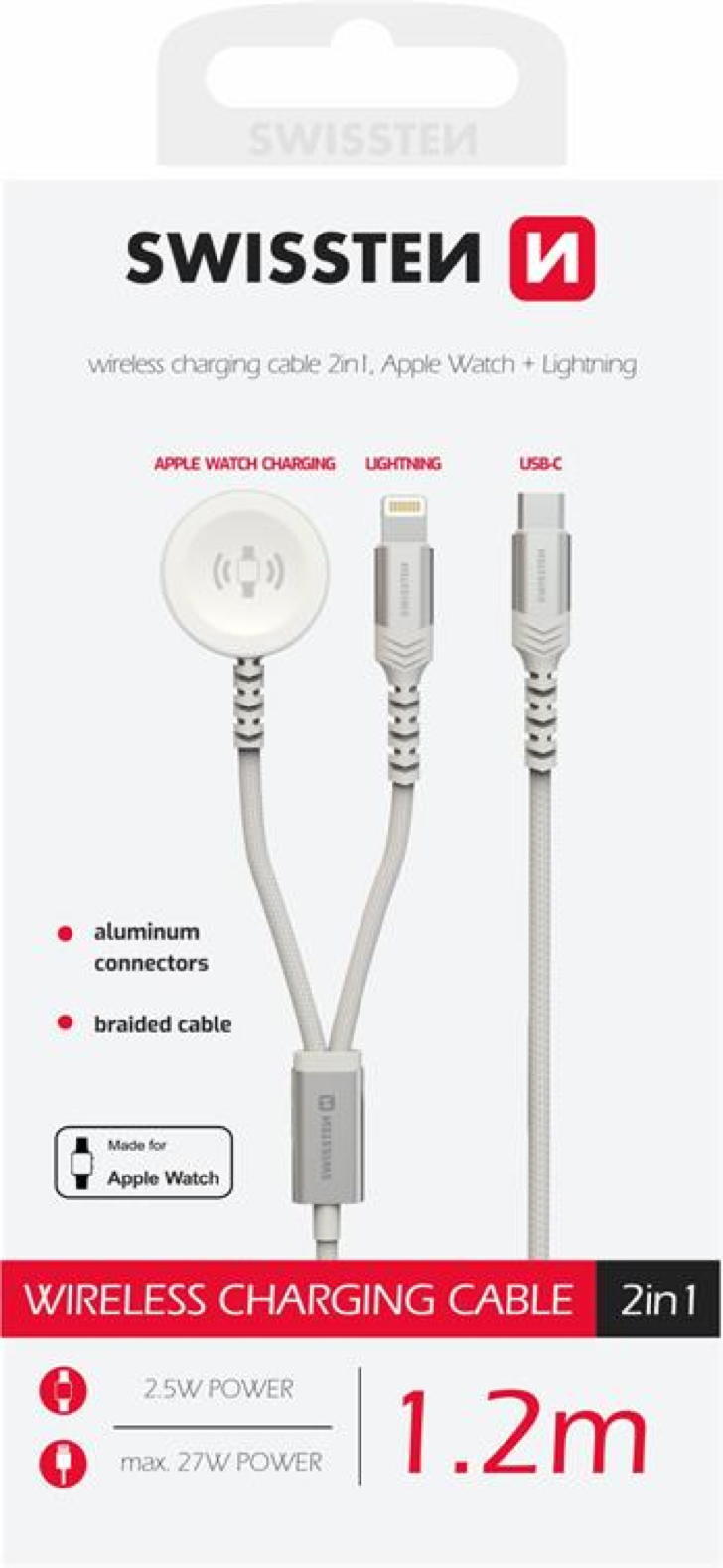Cabo Swissten 2in1 charger cable (apple watch+lightn.) USB-C 3/3
