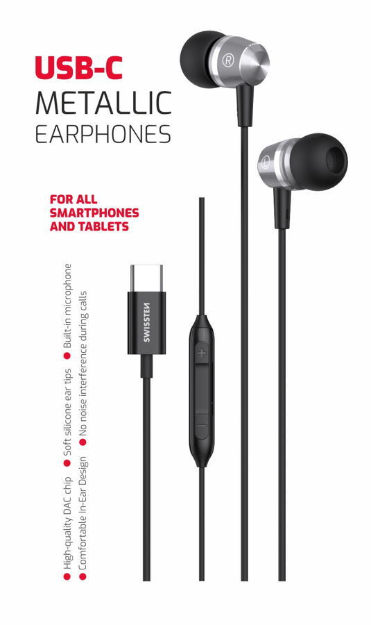 Earphones USB-C Swissten Metallic 2/3
