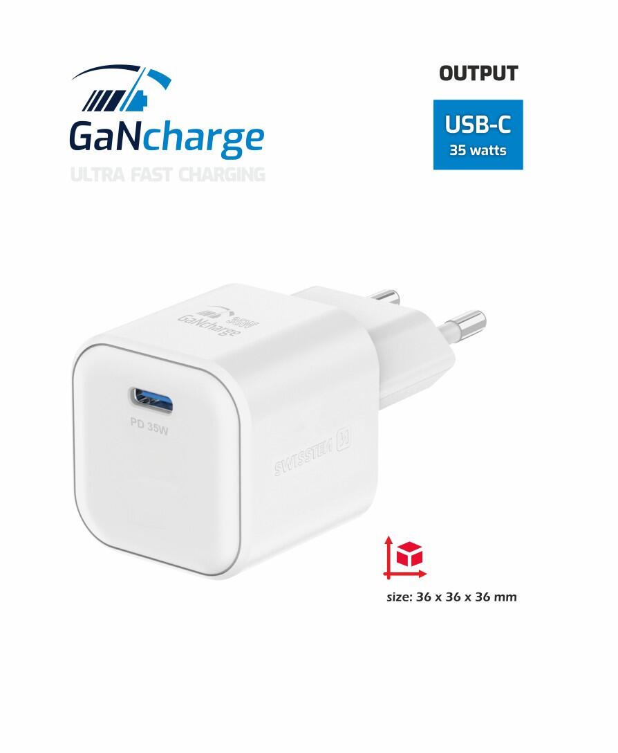 Carregador Swissten Travel Charger GaN 35W branco 3/4
