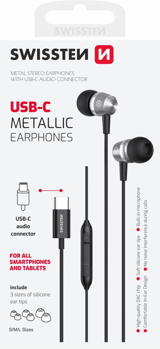 Earphones USB-C Swissten Metallic 3/3