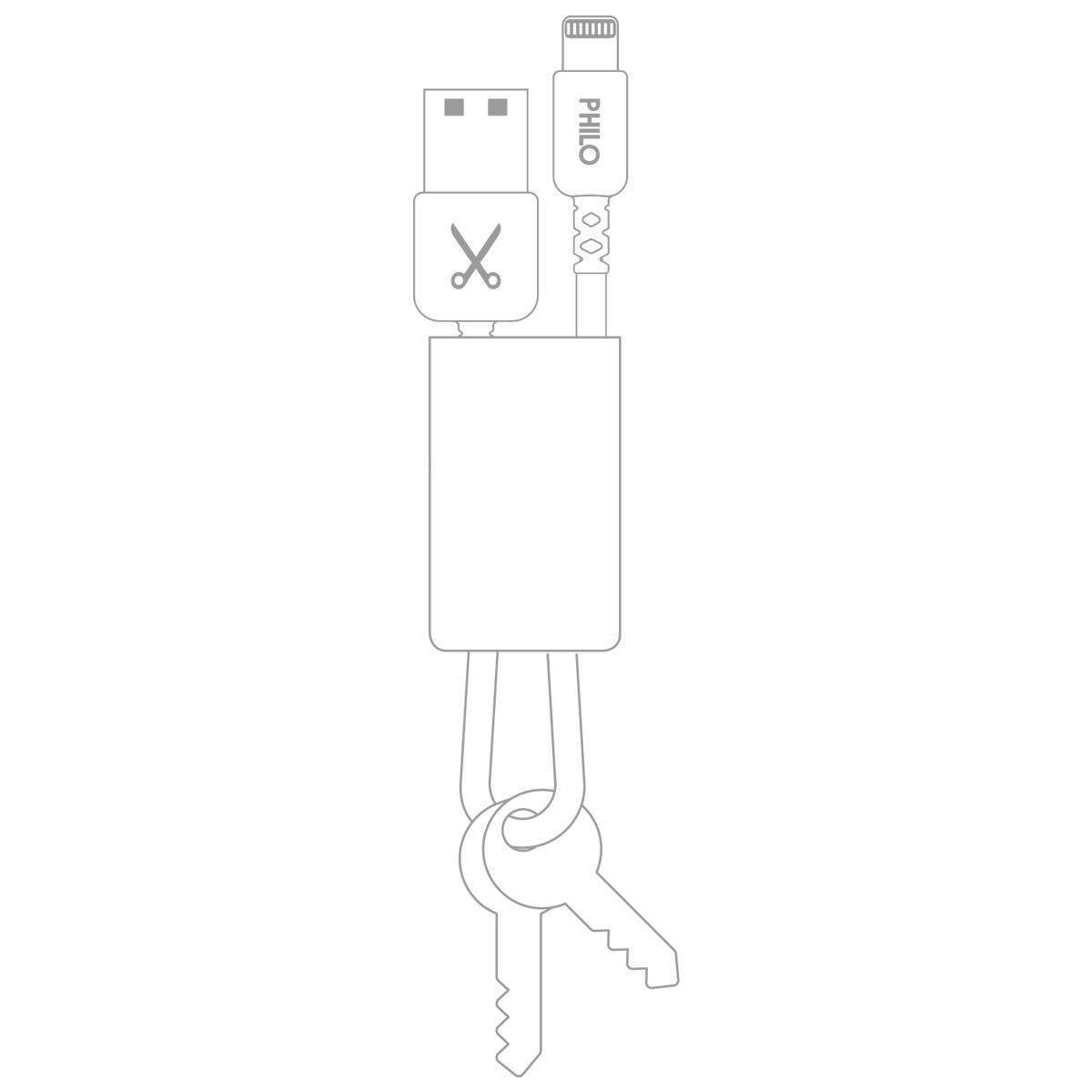 Cabo Philo Keychain Lightning Cable 20cm branco 5/6