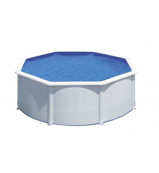 Piscina desmontável redonda ø 350cm e altura 120cm em aço branco gre fidji