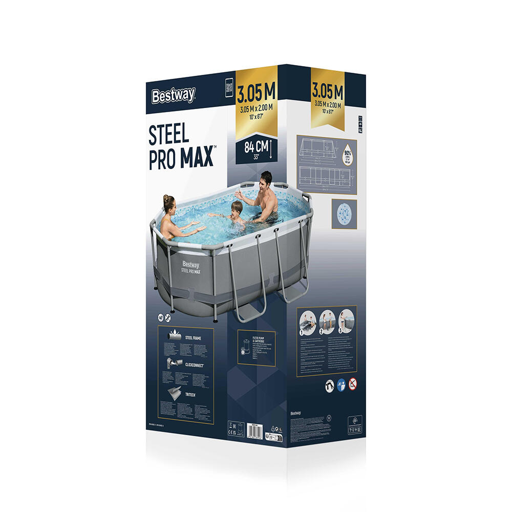 Bestway Steel Pro MAX Frame Pool Set mit Filterpumpe 305 x 200 x 84 cm, oval 4/7