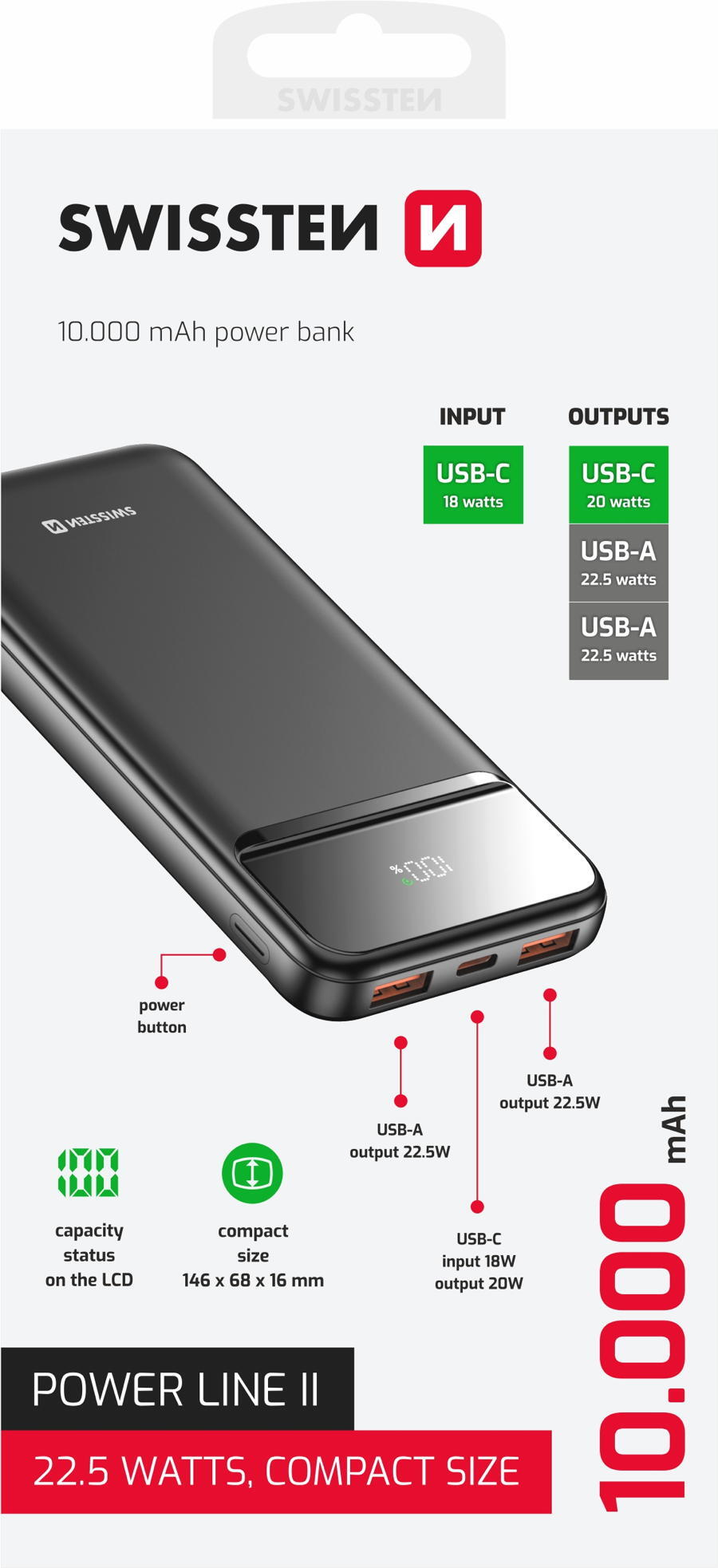 Powerbank Swissten Power Line II 10.000 mAh 4/4