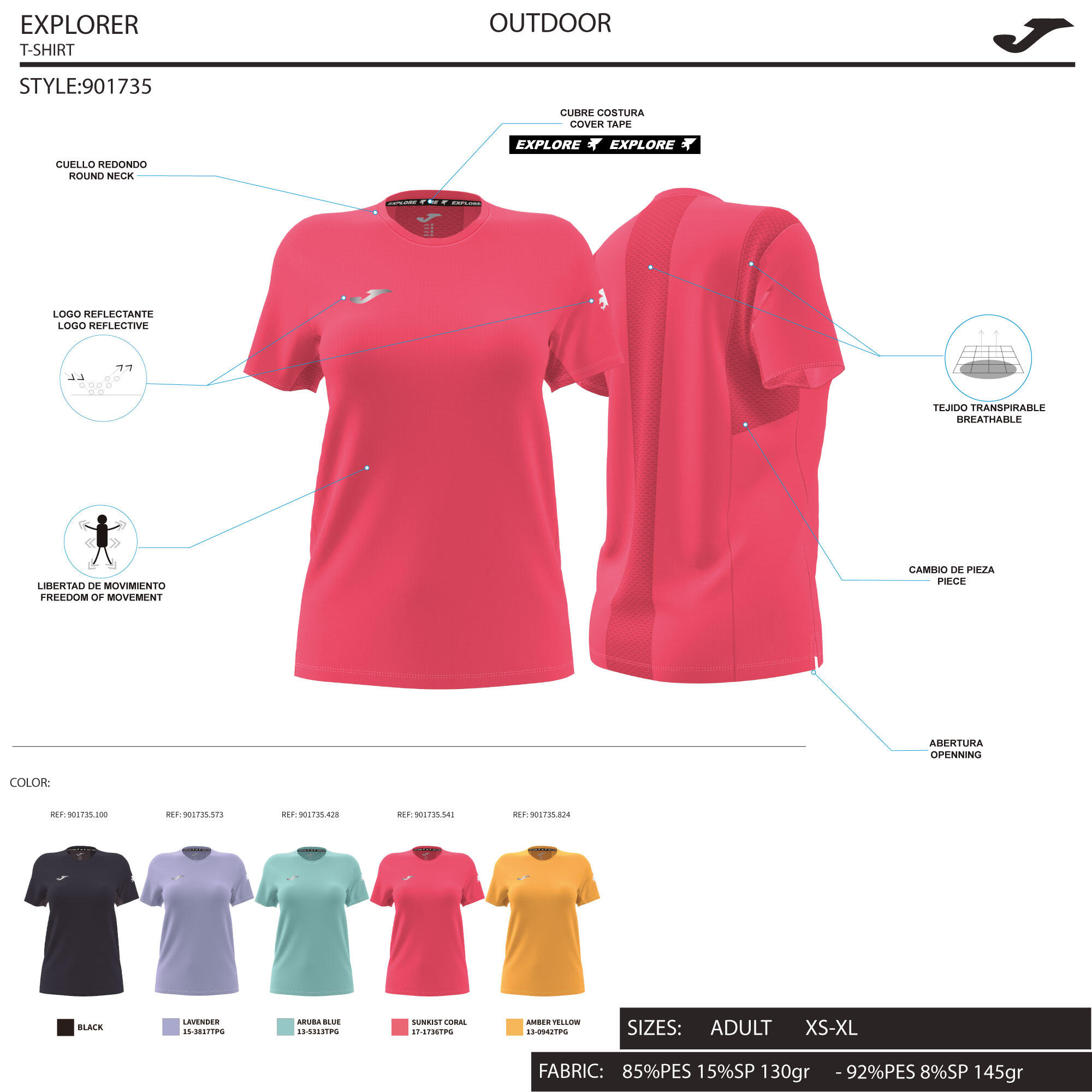 Camiseta Manga Corta Trail Mujer Joma Explorer Negro 5/5
