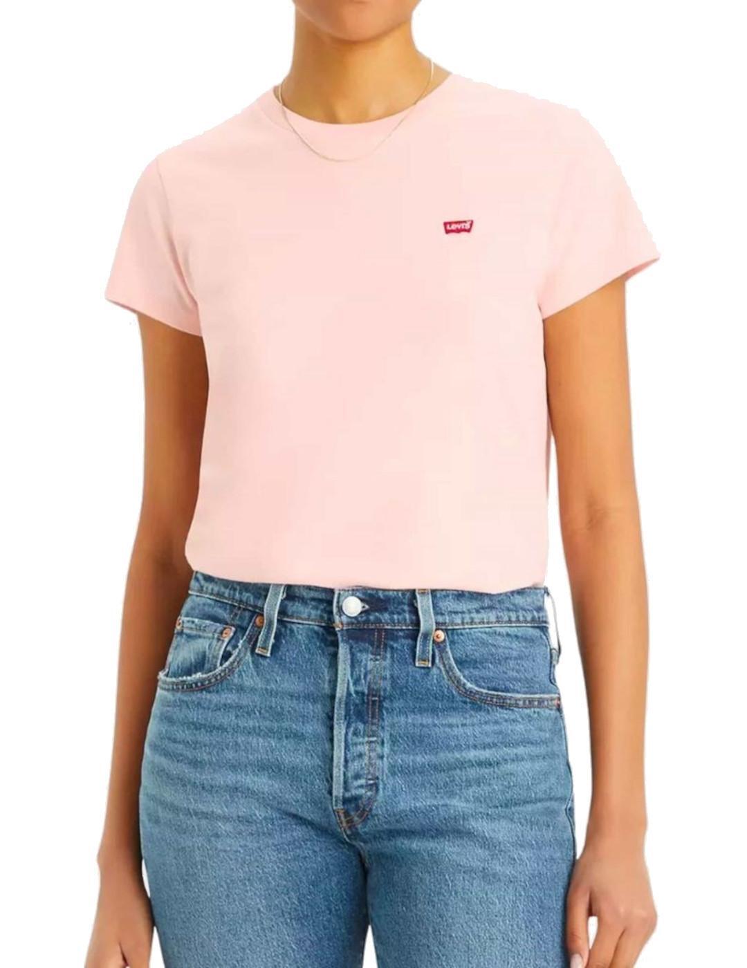 T-shirt pour femme Levis petit logo rose. 2/6