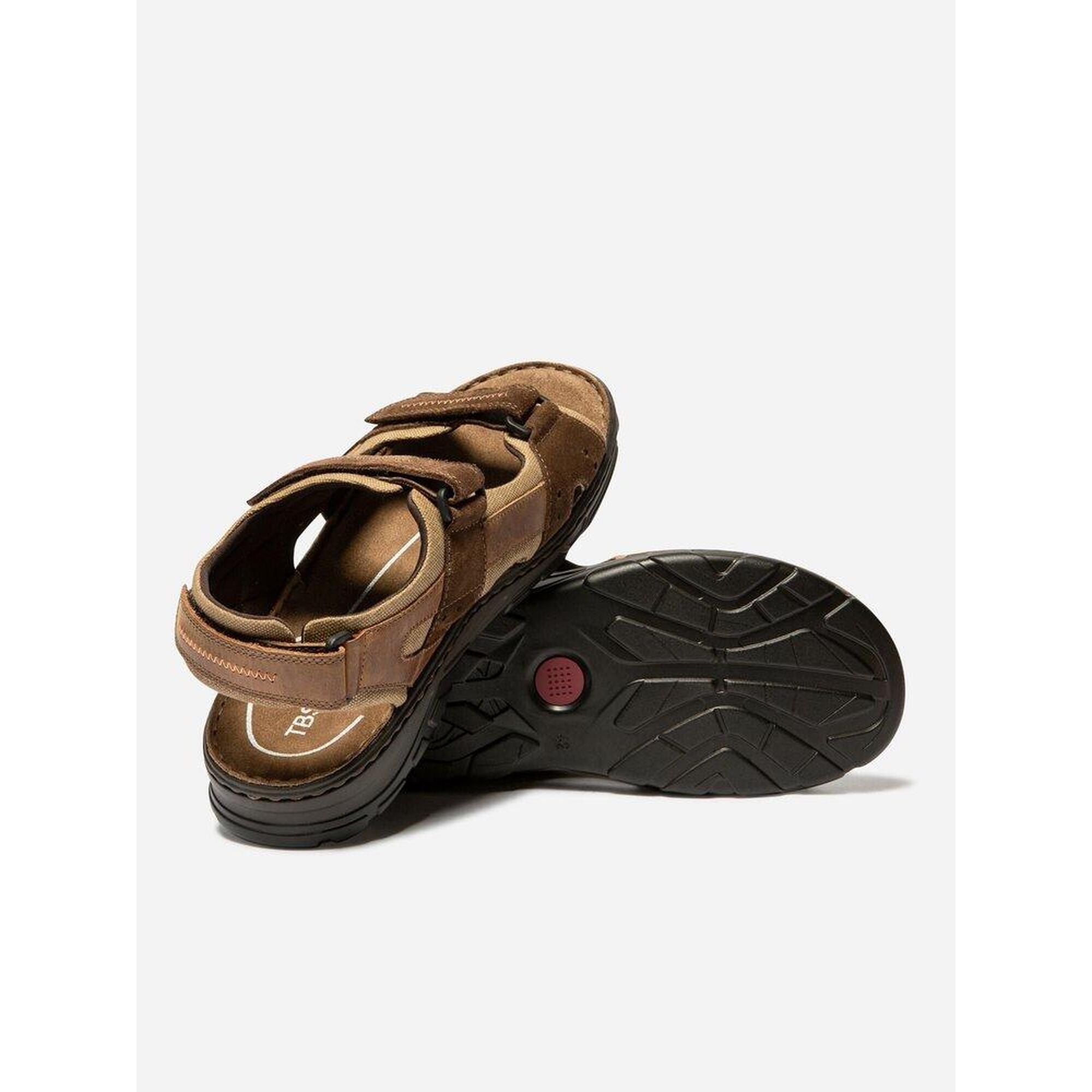 Sandales plates Homme - JOHALIN Tan + Chocolat