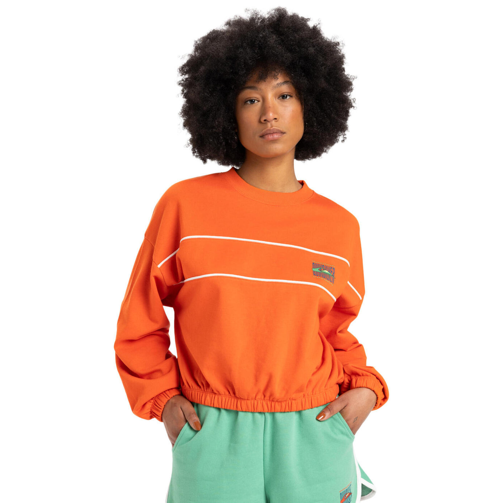 Bluza z okrągłym dekoltem dla Kobiety CROP OVER Pomarańczowy