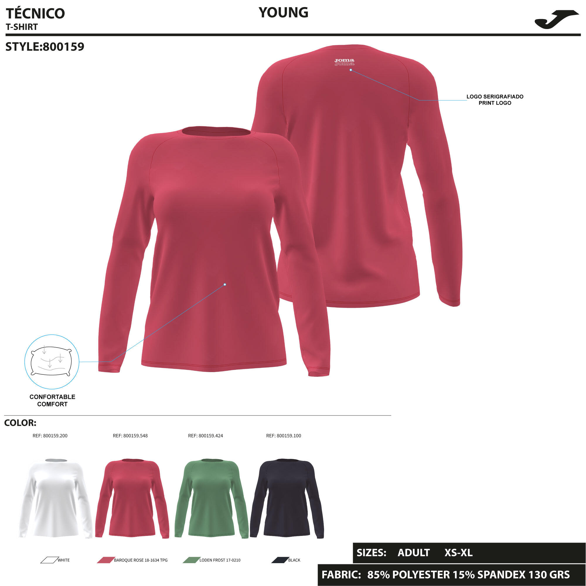 Camiseta Manga Larga Fitness Mujer Joma Daphne Caqui 5/5