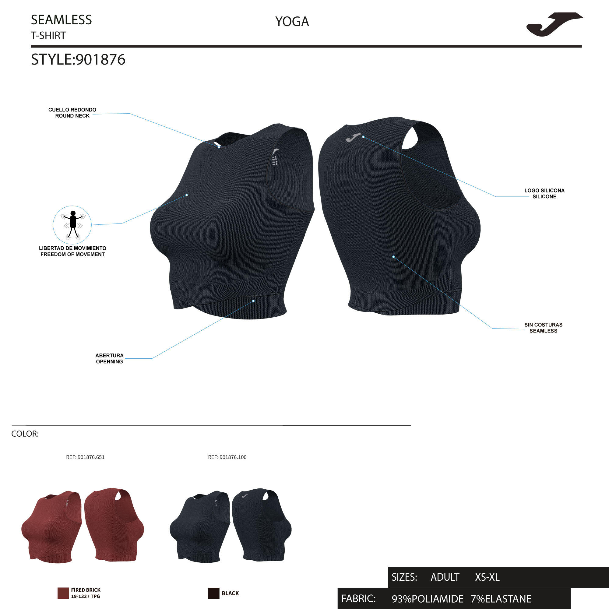 Top Fitness Mujer Joma Core Burdeos 5/5