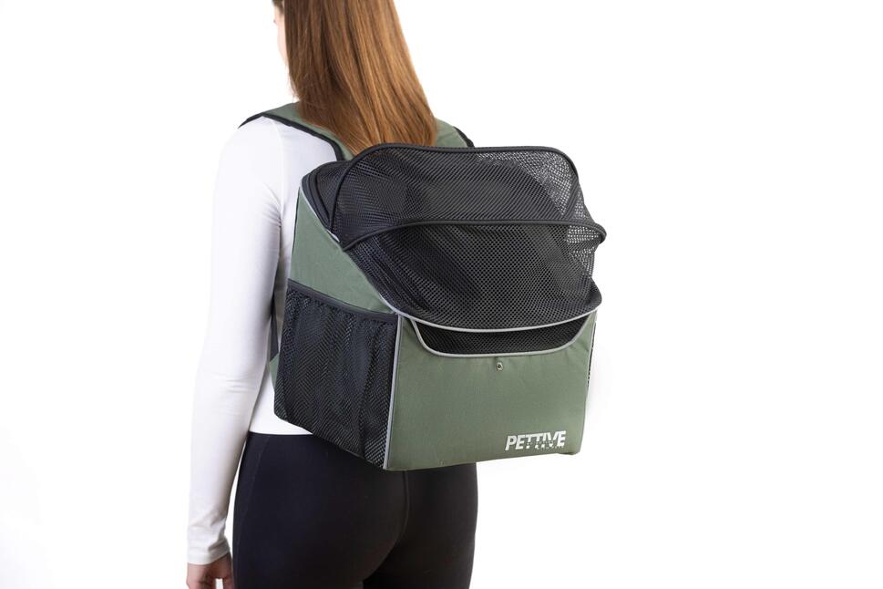 Kosz rowerowy i plecak dla psa, kota PETRIVE BikeOn green do 9 kg