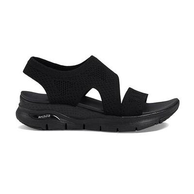 Platte sandalen dames skechers zwart