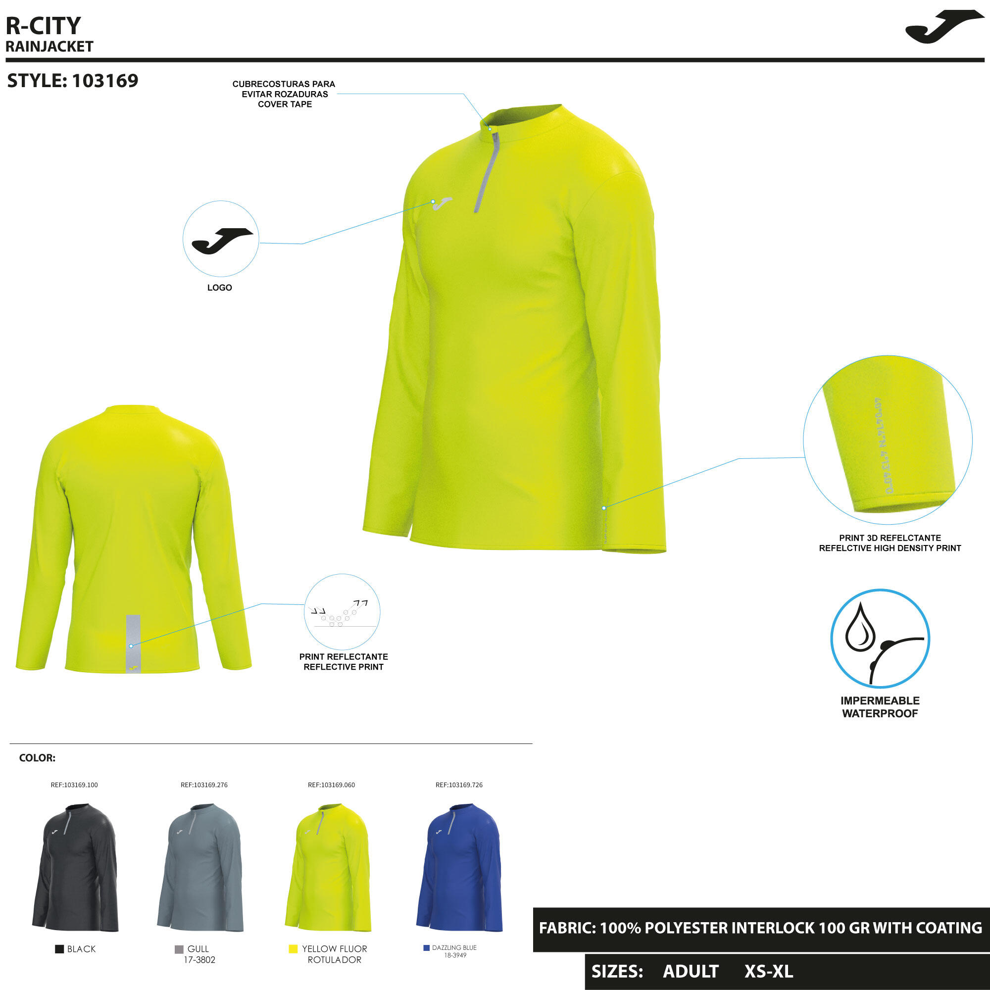 Sweat-Shirt Running Homme Joma R-City Jaune Fluo 5/5