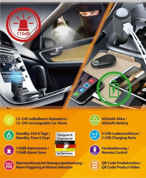 Carregador Technaxx Universal Mobile & Auto Alarm TX-100 4/7
