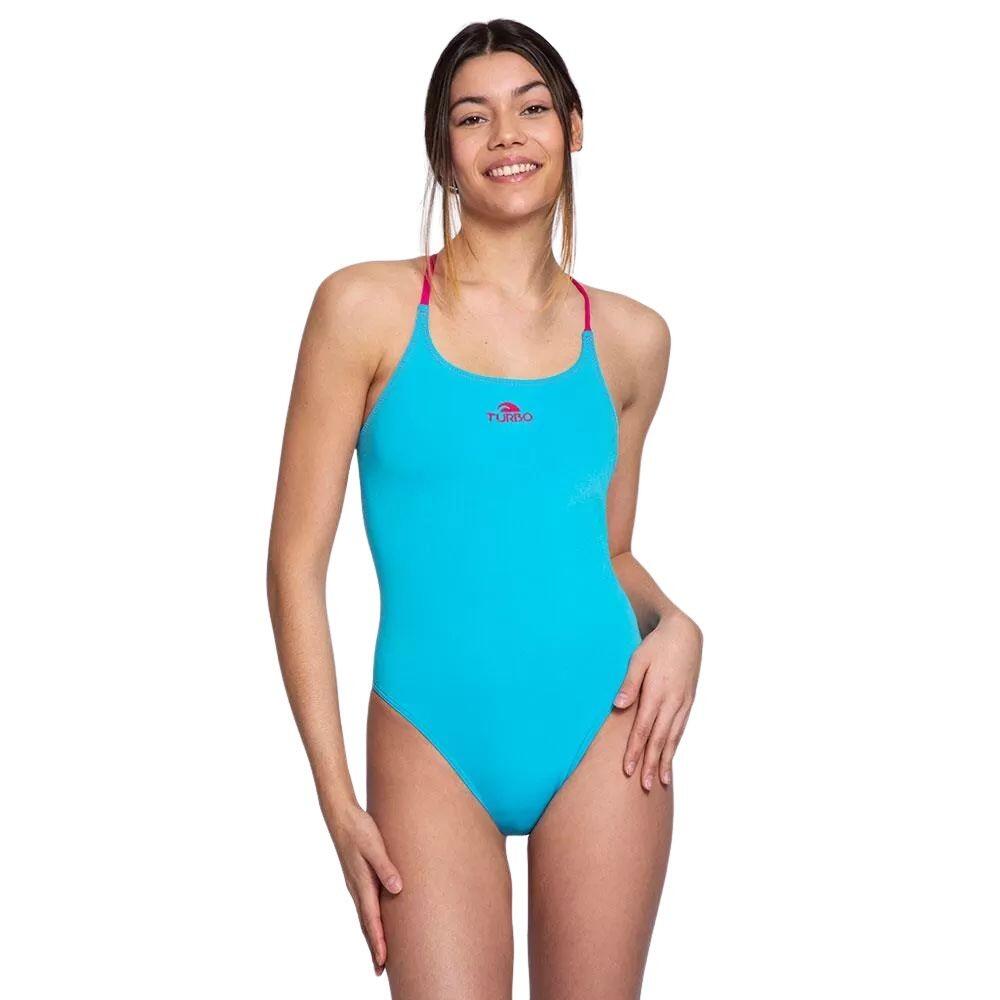 Calções de banho Comfort Cross azul claro para mulher natação Mulher Azul Turbo 2/3
