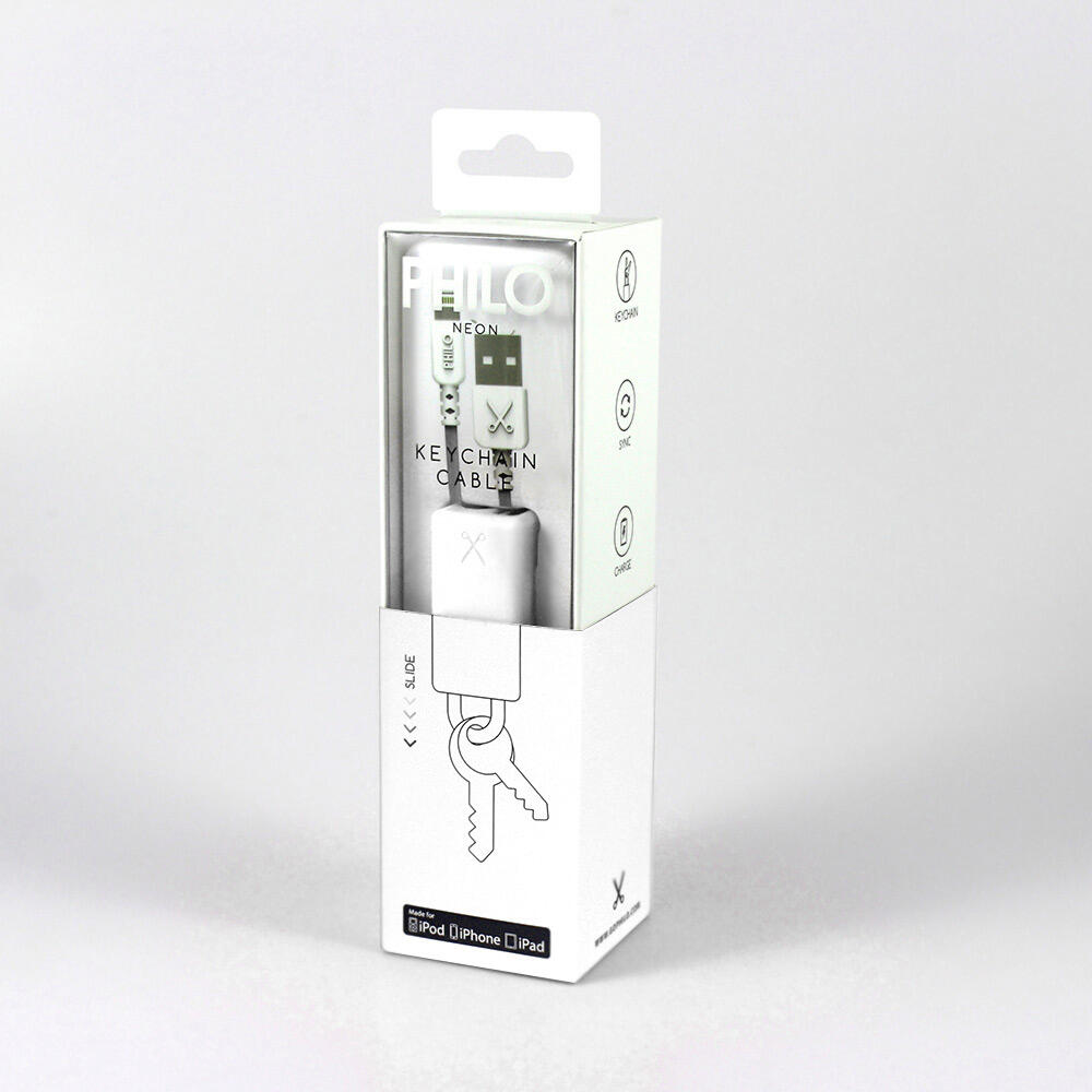Cabo Philo Keychain Lightning Cable 20cm branco 6/6