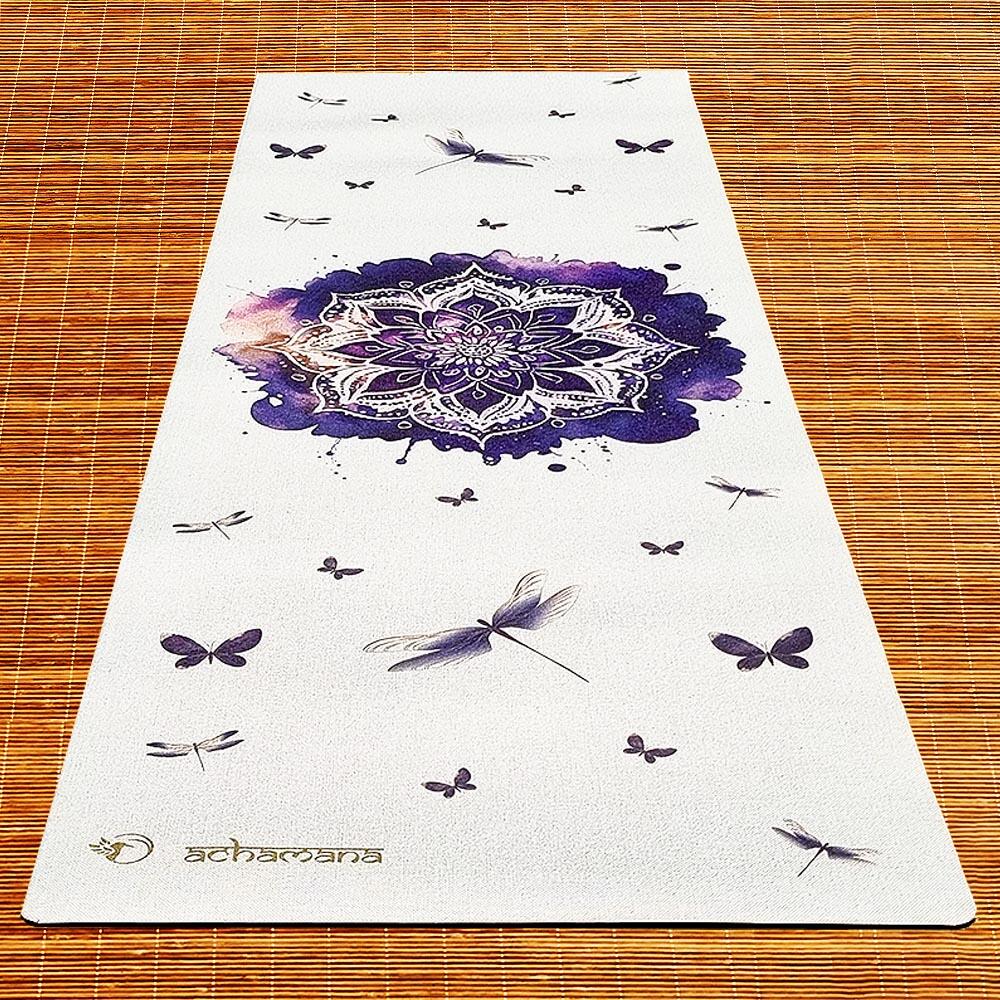 Esterilla de yoga de caucho natural y cáñamo 4,5 mm - Mandala rosa 3/7