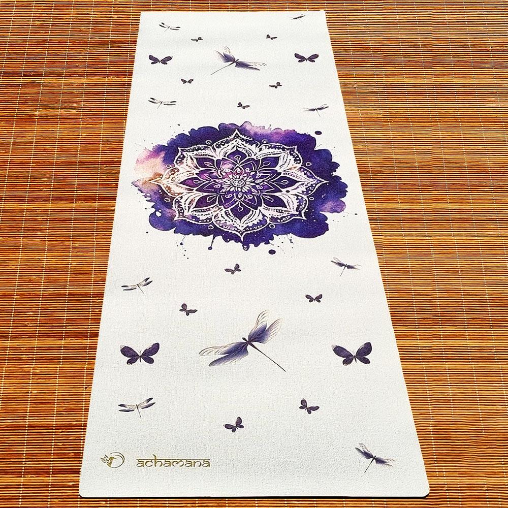 Esterilla de yoga de caucho natural y cáñamo 4,5 mm - Mandala rosa 2/7