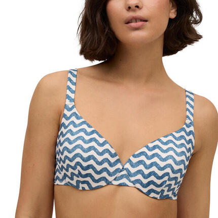 Top bikini ondas tirantes anchos ondas copa C marino