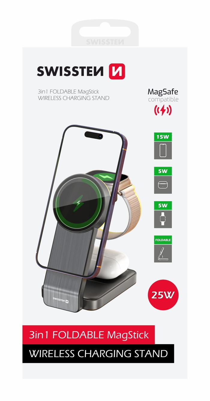 Carregador Swissten MagFold 3in1 25W 4/4