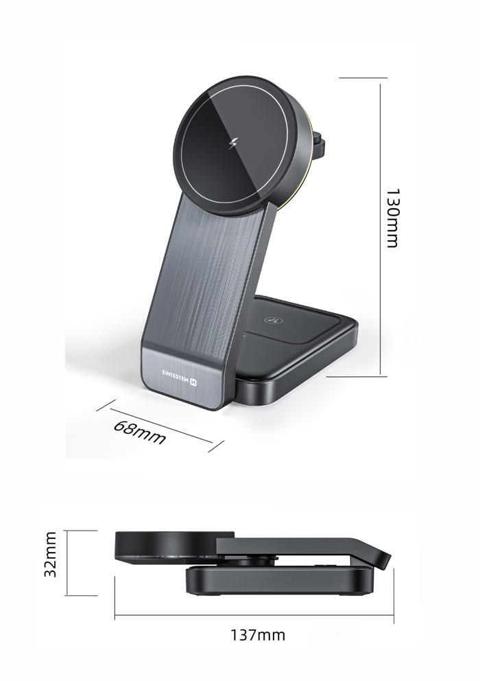 Carregador Swissten MagFold 3in1 25W 3/4