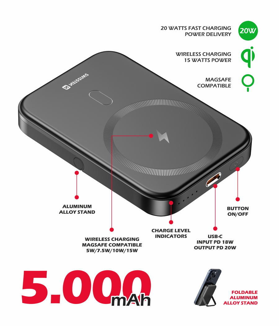 Swissten - MagSafe Powerbank 5.000mAh (20W) 2/4